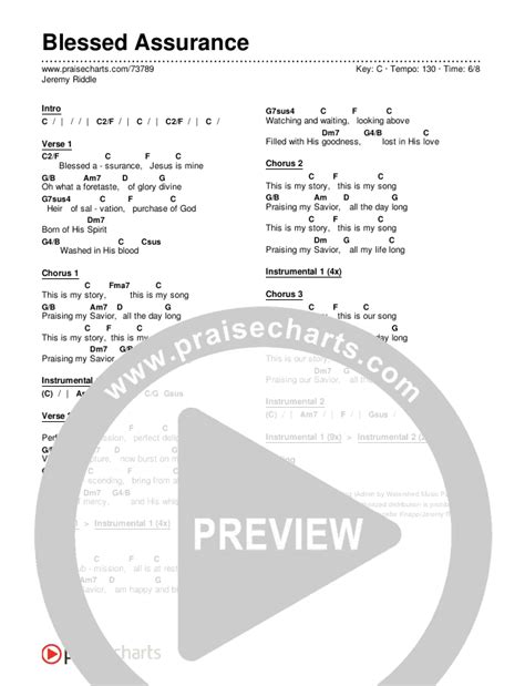 Blessed Assurance Chords Pdf Jeremy Riddle Praisecharts