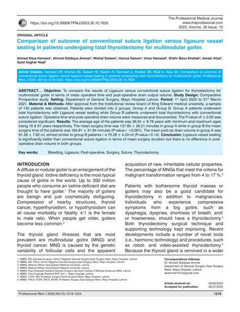 PDF Comparison Of Outcome Of Conventional Suture Ligation Versus