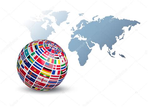 Globe Made Out Of Flags On A World Map Background Vector Stock Vector