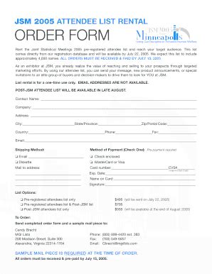 Fillable Online Amstat Attendee List Rental Form Indd Amstat Fax