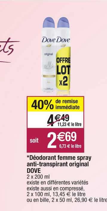 Promo D Odorant Femme Spray Anti Transpirant Original Dove Chez Migros