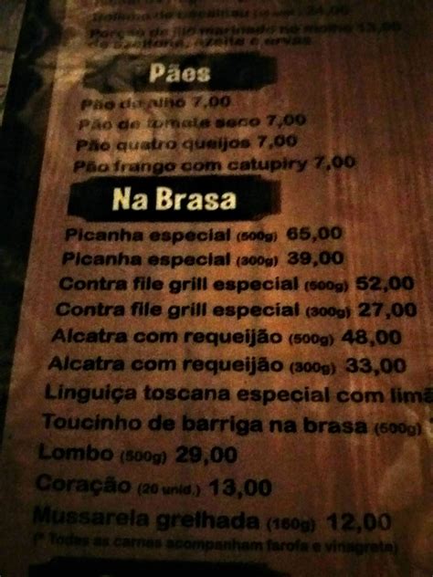 Menu Em Ch Cara Grill Churrascaria Belo Horizonte