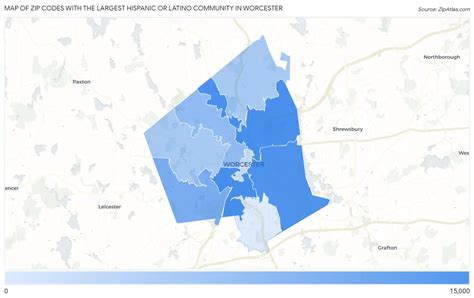 Largest Hispanic Or Latino Community In Worcester By Zip Code Zip Atlas