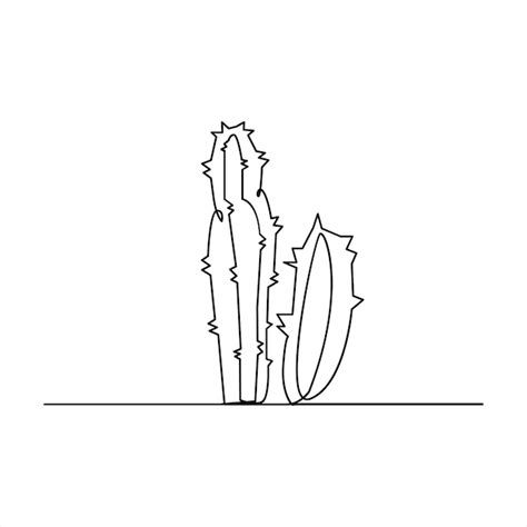 Premium Vector Cactus Plant Continuous One Line Art Vector