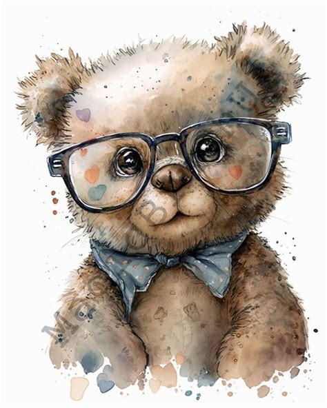 Teddy Bear With Glasses Drawing