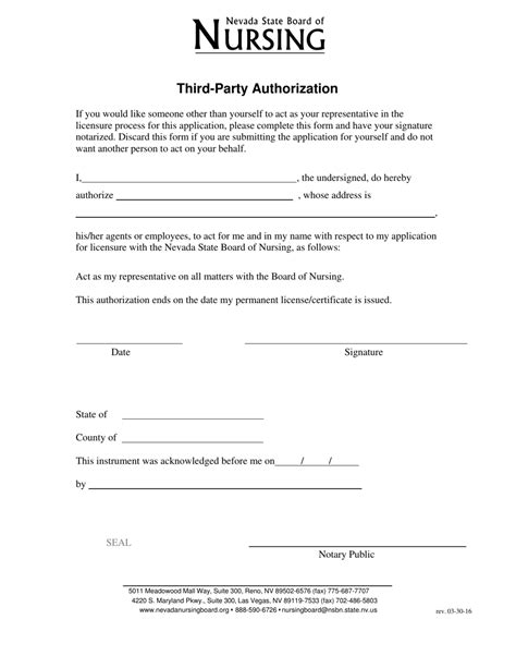 Nevada Third Party Authorization Form Fill Out Sign Online And