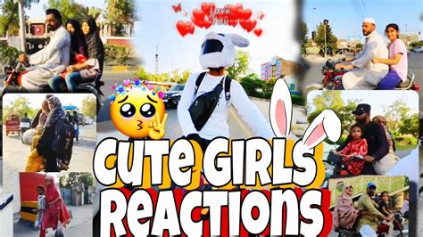 Cute Girl 😍👀reaction On Bunny Helmet Cover Market Reaction Youtube