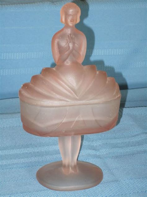 Antique Art Deco Pink Satin Glass Powder Jar Art Deco Pink Jars For Sale Pink Satin