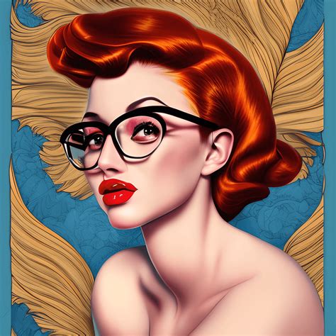 Beautiful Keith Garvey Style Pinup In Glasses · Creative Fabrica