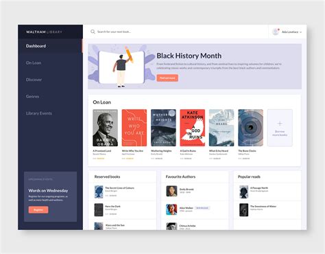 Library Dashboard Behance