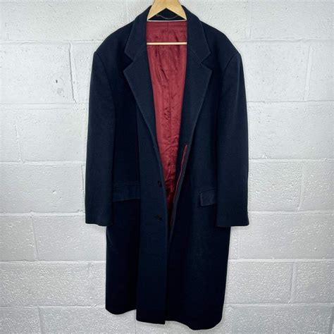 Moorcroft Menswear Wool Cashmere Long Overcoat Navy Size Ebay