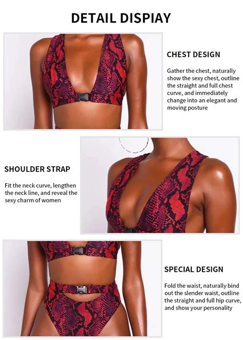 Hot Women Sexy Snake Printing Bikini Piece High Waist Tummy Control Cover Up Beach Swimsuit