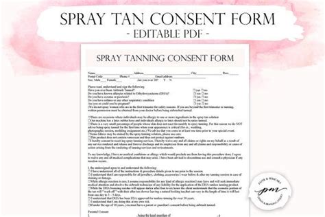 Editable Spray Tan Consent Form And Waiver Customizable Spray Tan