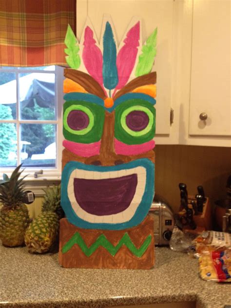 My Daughter And I Painted Our Own Tiki Totem Poles For Our Tiki Party