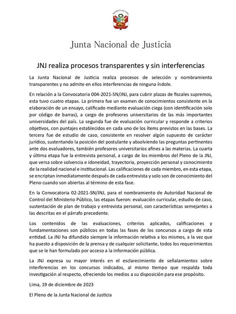 Patricia Benavides Jnj Rechaza Presunta Interferencia De Asesores De