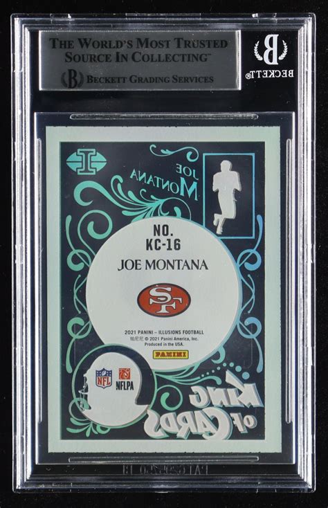 Joe Montana Signed Sticker On Panini Illusions King Of Cards