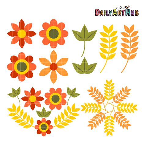 Autumn Flowers Clip Art Set Daily Art Hub