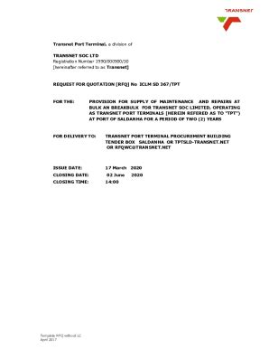 Fillable Online Transnet Soc Ltd Request For Proposal Rfp Fax