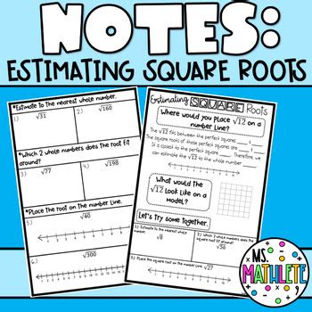 Notes Estimating Square Roots By Ms Mathlete Tpt