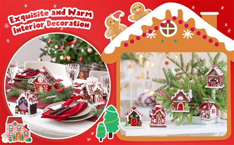 Amazon 6 Pcs Gingerbread House Ornaments Holiday Christmas Tree