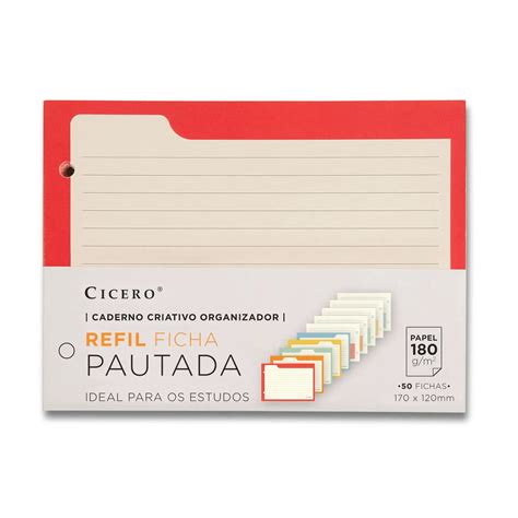 Ficha Pautada Caderno Organizador 50 FLS Offset 180g Cicero