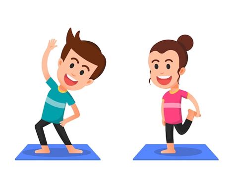 Premium Vector | Happy children doing stretching exercises