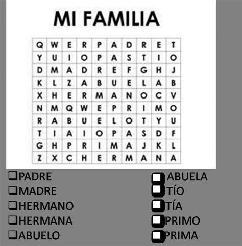 Sopa De Letras Familia Interactive Worksheet