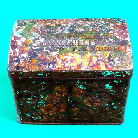 Vintage Rare Tin Box Antique Tea Tin Box Home Style Art Deco Etsy