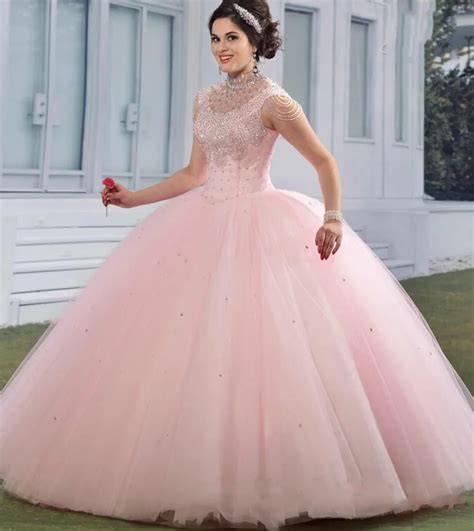 Puffy Pink 2016 Quinceanera Dress Princess Rhinestone Debutante Sweet