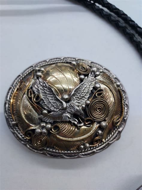 Allen Chee Native American Sterling And Gold Eagle Belt Buckle And Bolo