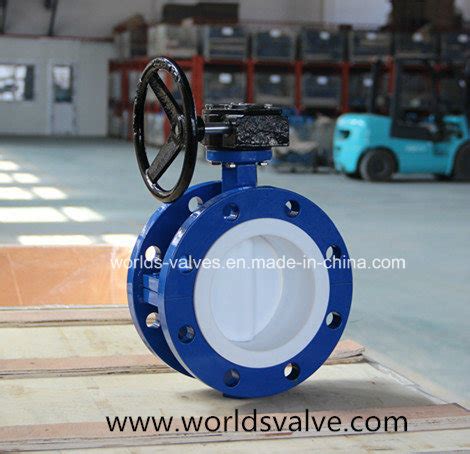 Ptfe Fully Lined Double Flange Butterfly Valve For Strong Scid Alkali