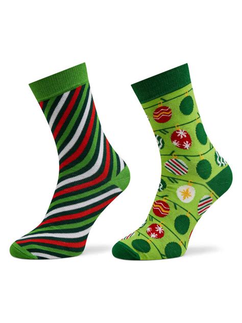 Rainbow Socks Zestaw 2 Par Wysokich Skarpet Damskich Xmas Balls