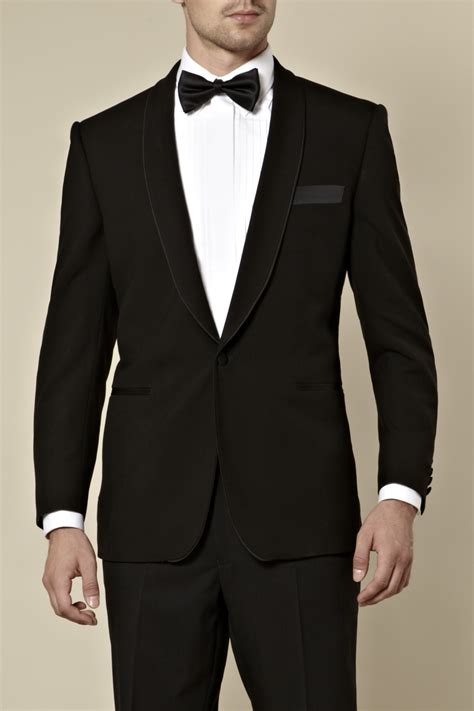 Moss Bros Covent Garden Tailored Fit Black Satin Edge Shawl Collar