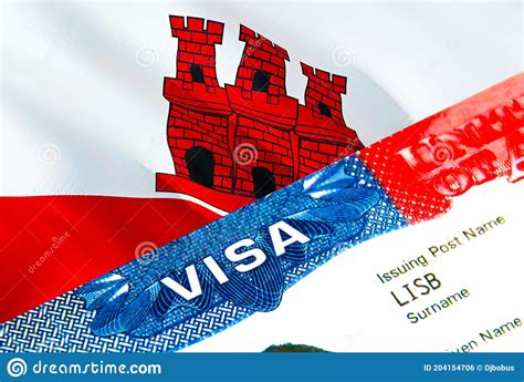 Gibraltar Immigration Visa Closeup Visa To Gibraltar Focusing On Word