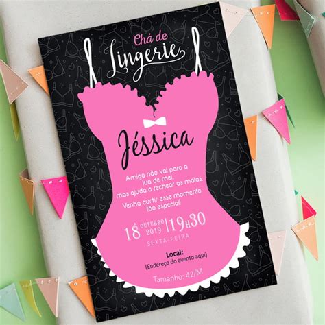Convite DIGITAL Chá de Lingerie Elo7 Produtos Especiais