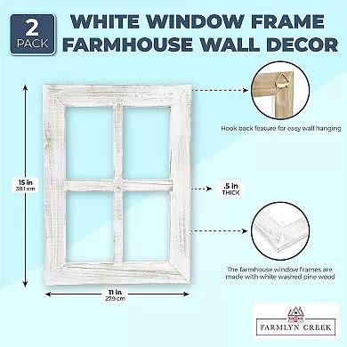 White Window Frame Farmhouse Wall Decor (11 x 15 Inches, 2 Pack)