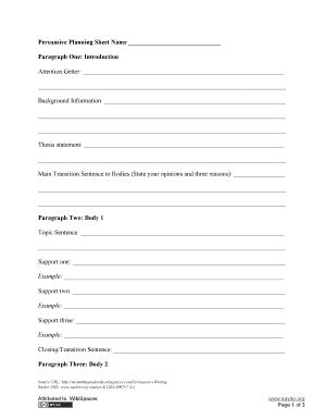 Fillable Online Persuasive Planning Sheet Name Fax Email Print Pdffiller