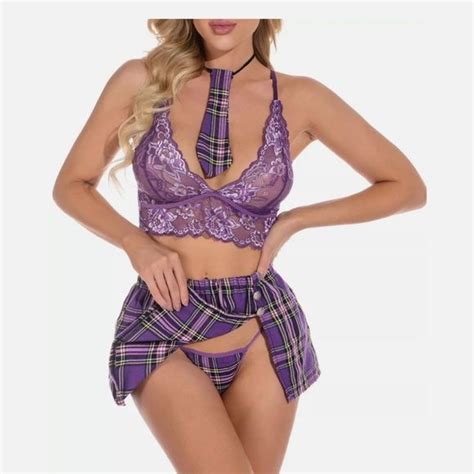 Sexyfun Intimates And Sleepwear Uniformwomen School Girl Plaid Sexy