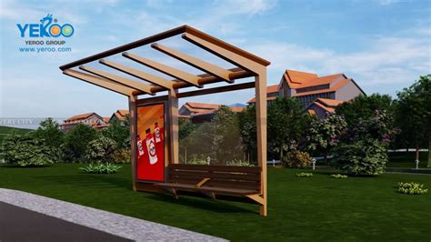 Prefabricated School Simple Bus Stop Shelters With Light Box For Sale