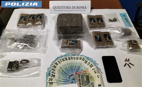 Civitavecchia Sequestrati Oltre 2 Kg Di Hashish E 5 Proiettili Calibro