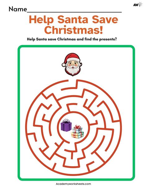Help Santa Christmas Maze Academy Worksheets