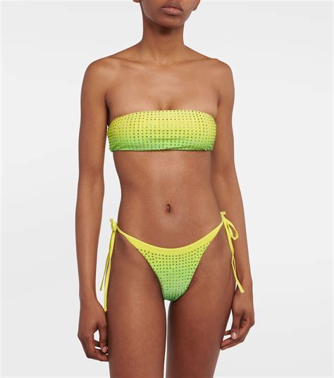 Embellished Bandeau Bikini Top In Green Self Portrait Mytheresa