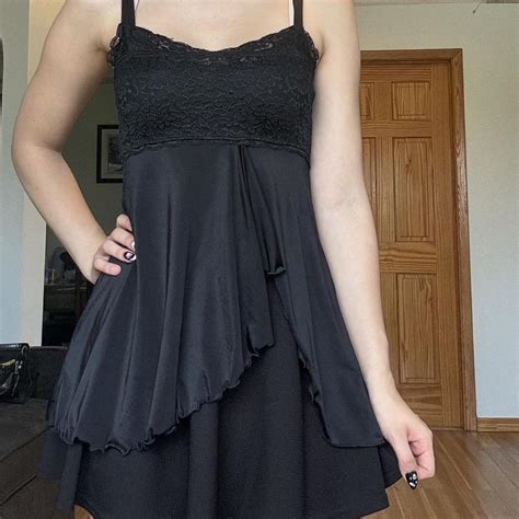 Black Lace Babydoll Lingerie Top With Adjustable Depop