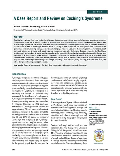 Pdf A Case Report And Review On Cushing’s Syndrome