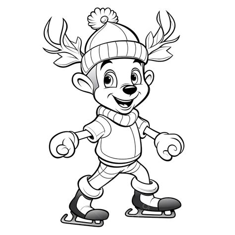 Black And White Illustration For Christmas Coloring Book Of Santa Ice