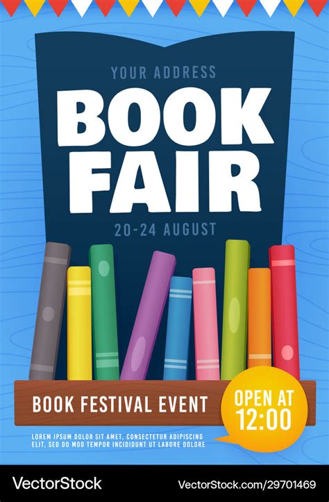 Book Fair Flyer Event Invitation Bookshelf Vector Image