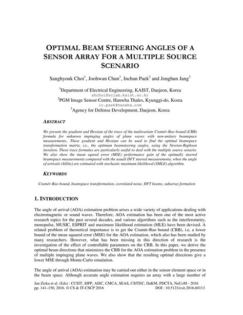 Optimal Beam Steering Angles Of A Sensor Array For A Multiple Source