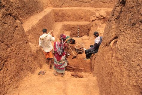 Escava Es Archaeological Os Arque Logos Em Um Processo Do Escavador