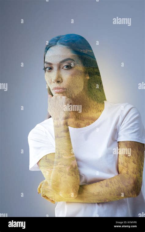 Brunette Earnest Woman Deciding About Her Next Step Stock Photo Alamy