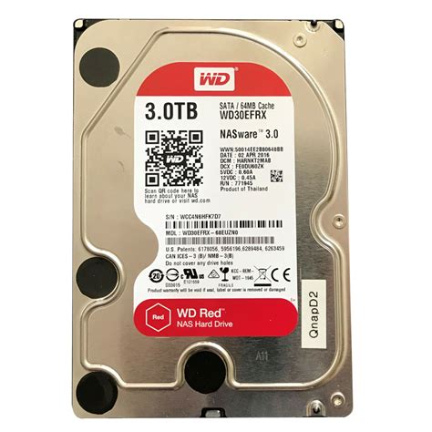 WD Red WD30EFRX 3TB 3.5" NAS Hard Disk Drive 5400RPM Class SATA 6Gb/s ...